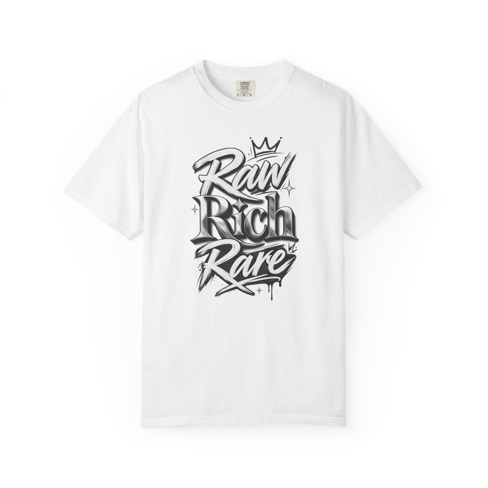 White "RAW RICH RARE"Unisex Oversized Standard T-Shirt - Image 3