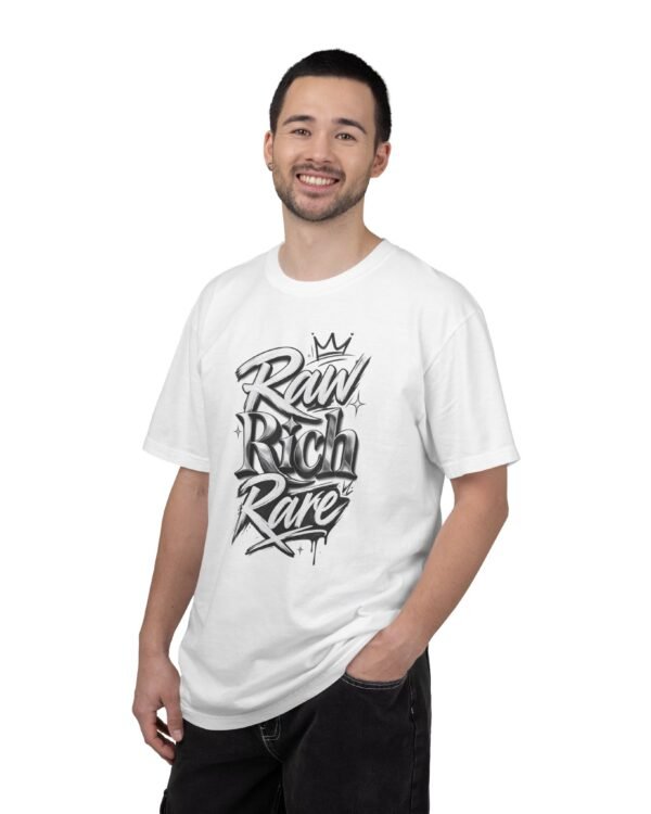 White "RAW RICH RARE"Unisex Oversized Standard T-Shirt