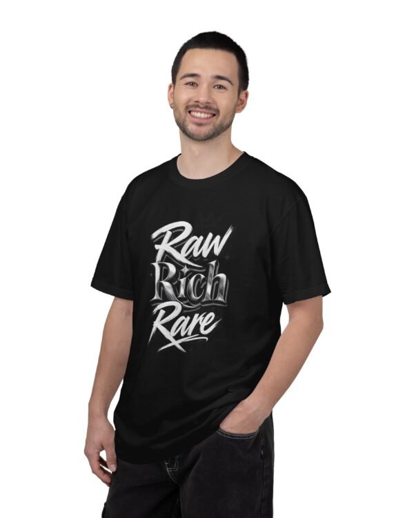 Black "RAW RICH RARE" Unisex Oversized Standard T-Shirt